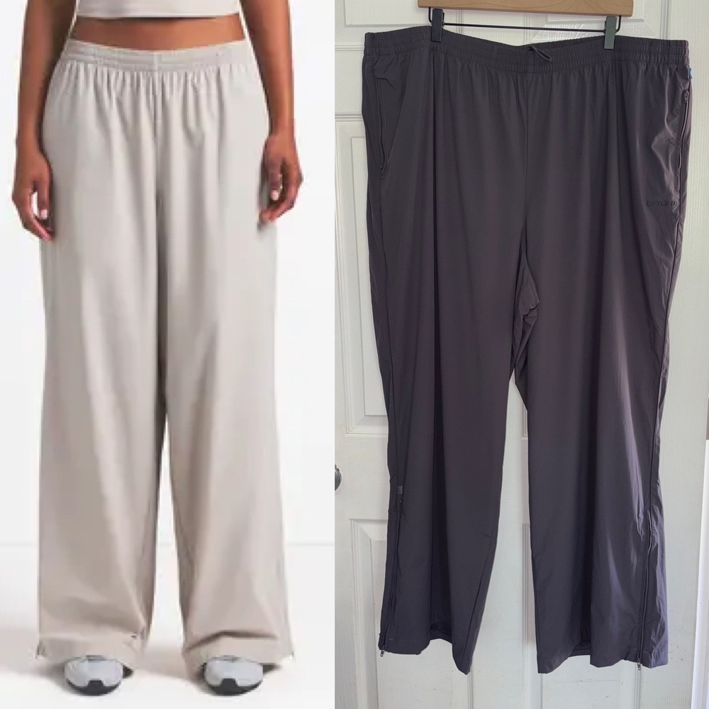 NEW Nike x SKIMS Woven Nylon Track Pant 4X Raven Dark Grey Wide Leg High Rise
